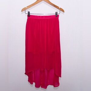 TRAMP Brand pink Mini Skirt with Sheer Overlay